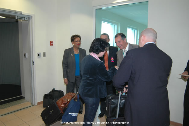 MBJ Airports Limited Welcomes WestJet Airlines - Inaugural Scheduled Service From Toronto Pearsons International Airport - Monday, December 10, 2007 - Sangster International Airport - MBJ Airports Limited, Montego Bay, Jamaica W.I. - Photographs by Net2Market.com - Barry J. Hough Sr, Photographer - Negril Travel Guide, Negril Jamaica WI - http://www.negriltravelguide.com - info@negriltravelguide.com...!