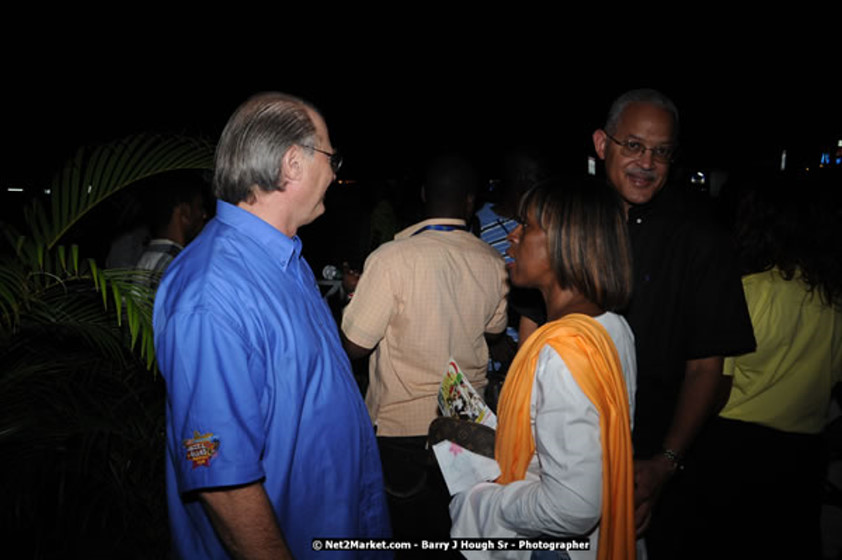 The Hon. Orette Bruce Goldwin, M.P., Prime Minister of Jamaica, Minister of Tourism, Hon. Edmund Bartlett, and Director of Tourism, Basil Smith at the Air Jamaica Jazz and Blues Festival 2008 The Art of Music - Ridday, January 25, 2008 - Air Jamaica Jazz & Blues 2008 The Art of Music venue at the Aqaueduct on Rose Hall Resort & Counrty Club, Montego Bay, St. James, Jamaica W.I. - Thursday, January 24 - Saturday, January 26, 2008 - Photographs by Net2Market.com - Claudine Housen & Barry J. Hough Sr, Photographers - Negril Travel Guide, Negril Jamaica WI - http://www.negriltravelguide.com - info@negriltravelguide.com...!