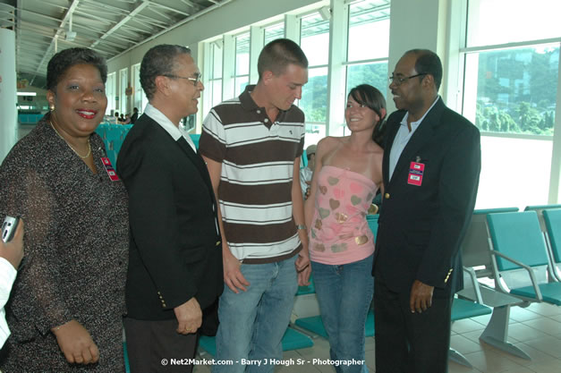 Minister of Tourism, Hon. Edmund Bartlett - Director of Tourism, Basil Smith, and Mayor of Montego Bay, Councillor Charles Sinclair Launch of Winter Tourism Season at Sangster International Airport, Saturday, December 15, 2007 - Sangster International Airport - MBJ Airports Limited, Montego Bay, Jamaica W.I. - Photographs by Net2Market.com - Barry J. Hough Sr, Photographer - Negril Travel Guide, Negril Jamaica WI - http://www.negriltravelguide.com - info@negriltravelguide.com...!