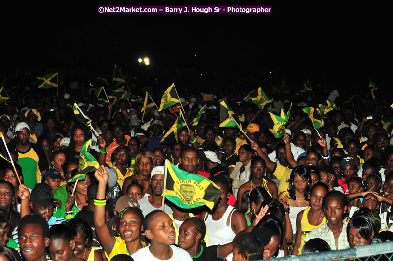 Usain Bolt of Jamaica - The Fastest Man In The World  - Usain Bolt Homecoming Celebrations Concert at the William Knibb High School Play Field, Trelawny - Ice, Ding Dong, Ravers Clavers, D'Angel, Voicemail, RDX and Dancers, Wayne Marshall, Tammi Chynn, Bugle, Nero, Tanya Stephens, Richie Spice, Kip Rich,and Shaggy - Photographs by Net2Market.com - Barry J. Hough Sr. Photojournalist/Photograper - Photographs taken with a Nikon D300 - Negril Travel Guide, Negril Jamaica WI - http://www.negriltravelguide.com - info@negriltravelguide.com...!